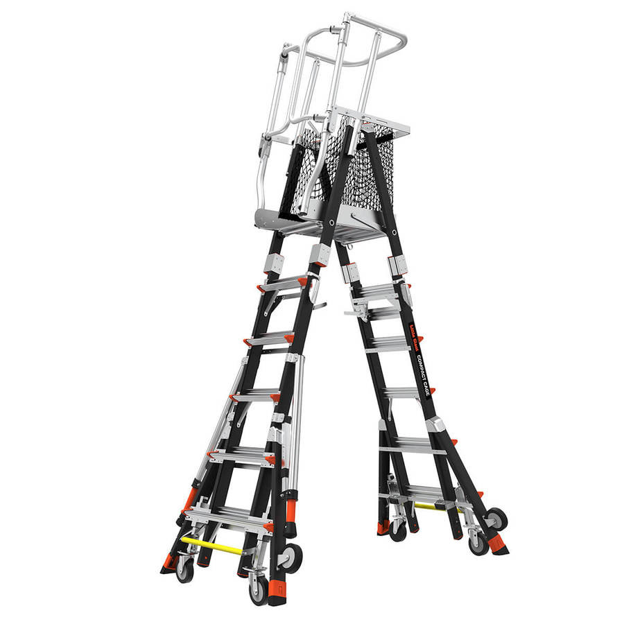 Safety Cage Adjustable - Variable Height Enclosed Platform Ladder