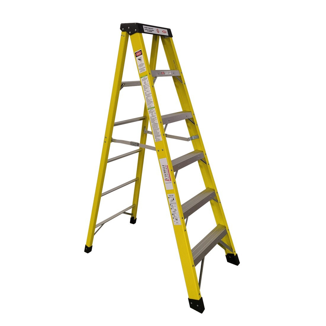 Yellow fibre doble stepladder