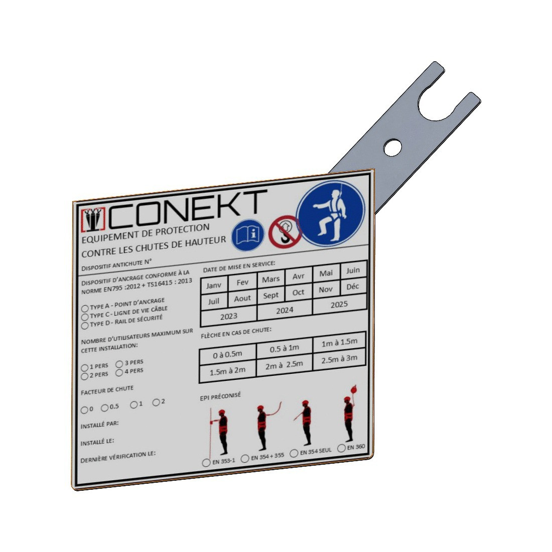 CONEKT Identification plate for lifeline and anchor point