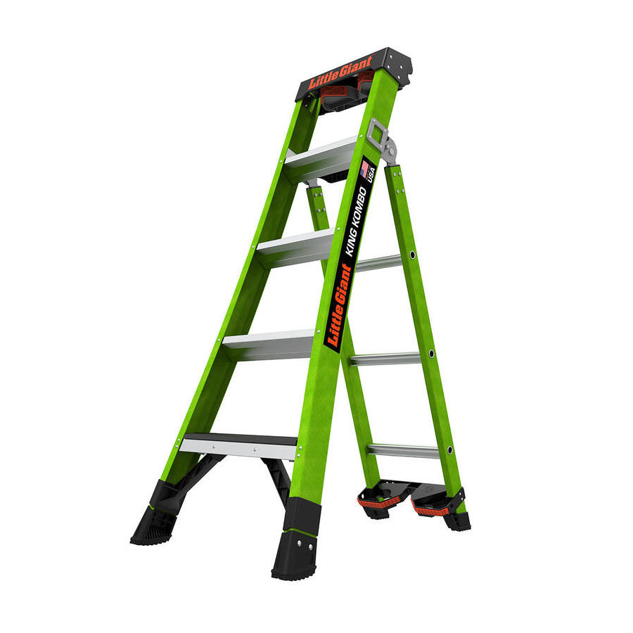 King Kombo Industrial - Adjustable Height 3-in-1 Fiberglass Combination Ladder